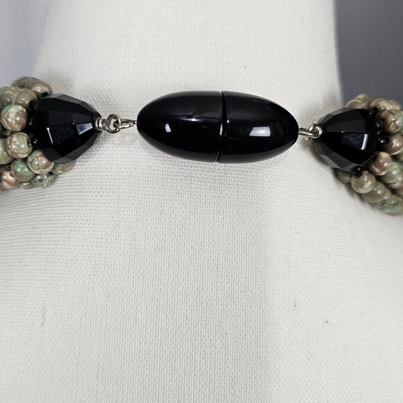 Angela Caputi FIOCCHI Italy Rhyolite Jasper And Black Multi Strand Necklace - Picture 5 of 9